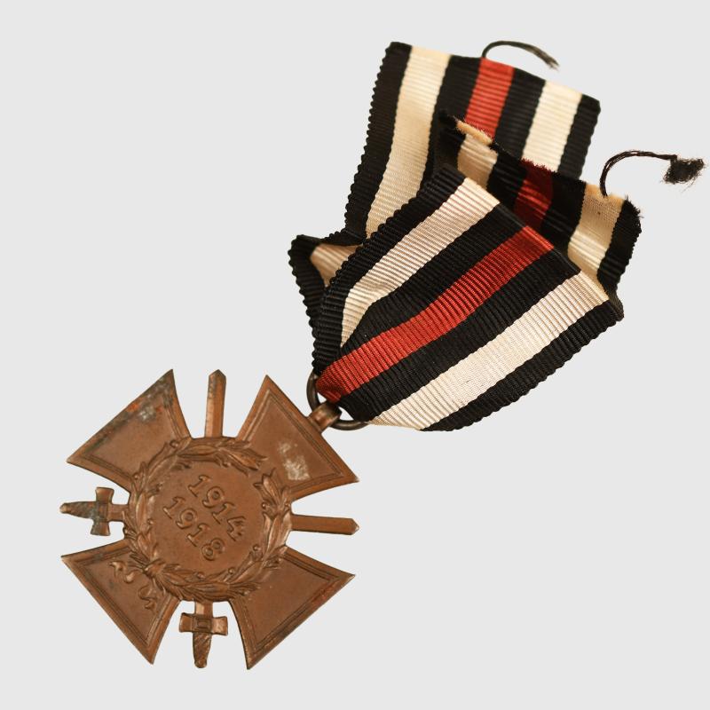 GERMAN WWII THIRD REICH AWARDED 1914-18 WAR HONOUR CROSS WITH SWORDS.
