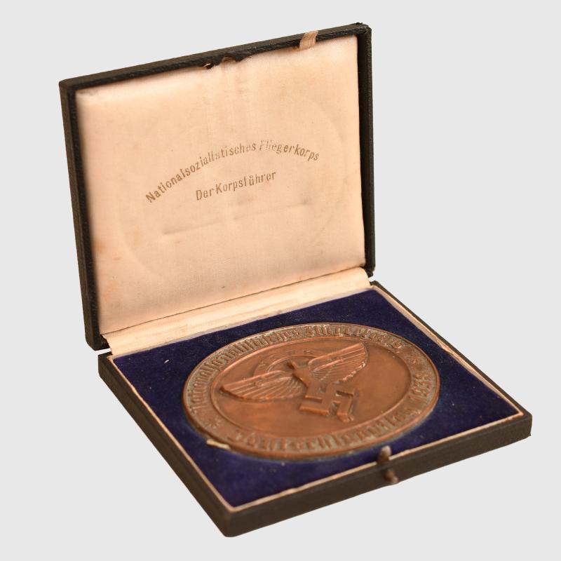 GERMAN WWII NSFK AWARD PLAQUE,CASED.