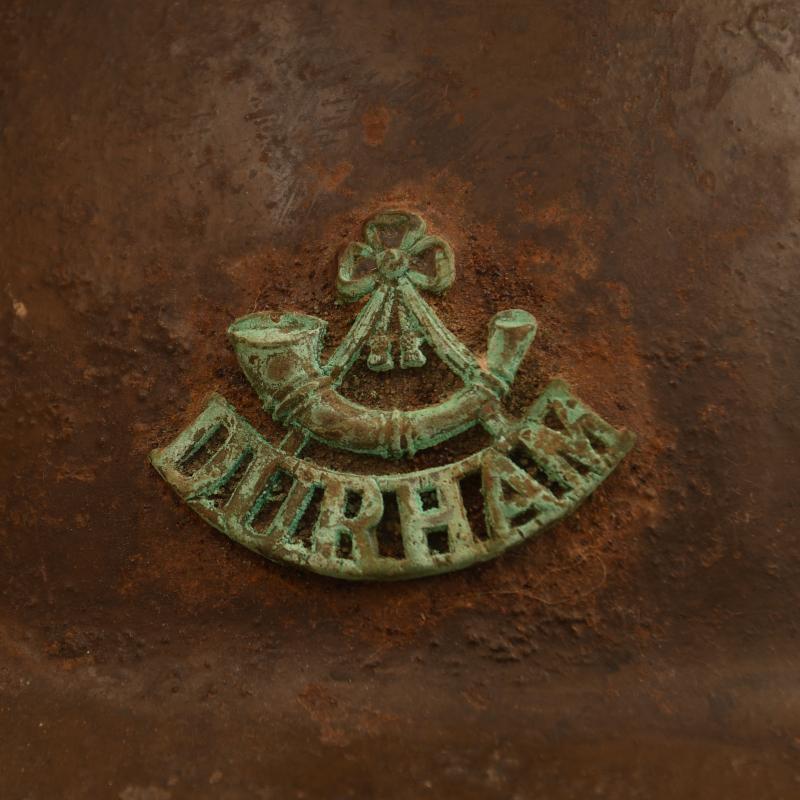 BRITISH WWI DURHAM LIGHT INFANTRY BRODIE HELMET.