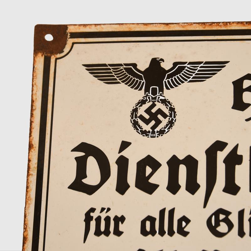 GERMAN WWII RZM OFFICIAL CLOTHING SIGN.