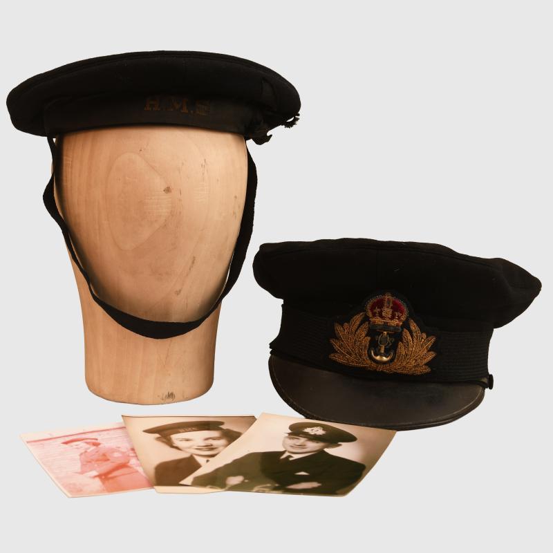 BRITISH WWII ROYAL NAVAL AIR SERVICE HAT GROUPING.