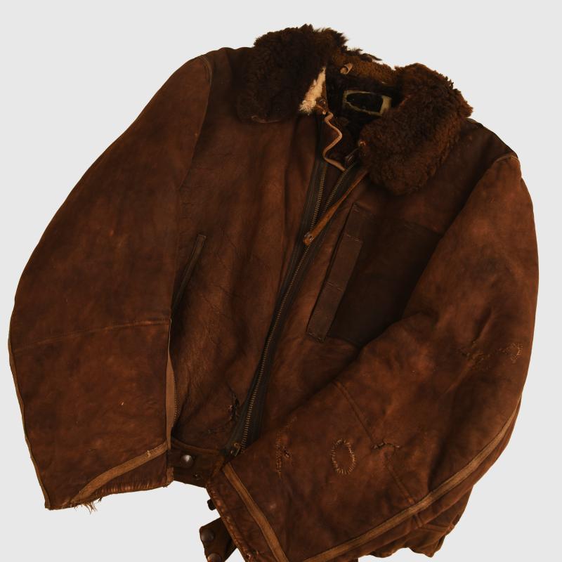 GERMAN WWII LUFTWAFFE BROWN SHEEPSKIN FLYING JACKET.