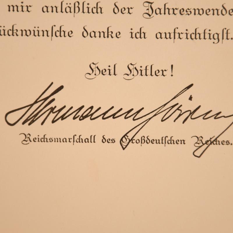 GERMAN WWII HERMAN GOERING THANK YOU CARD.