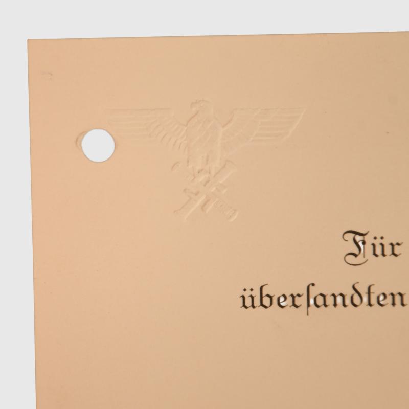 GERMAN WWII HERMAN GOERING THANK YOU CARD.
