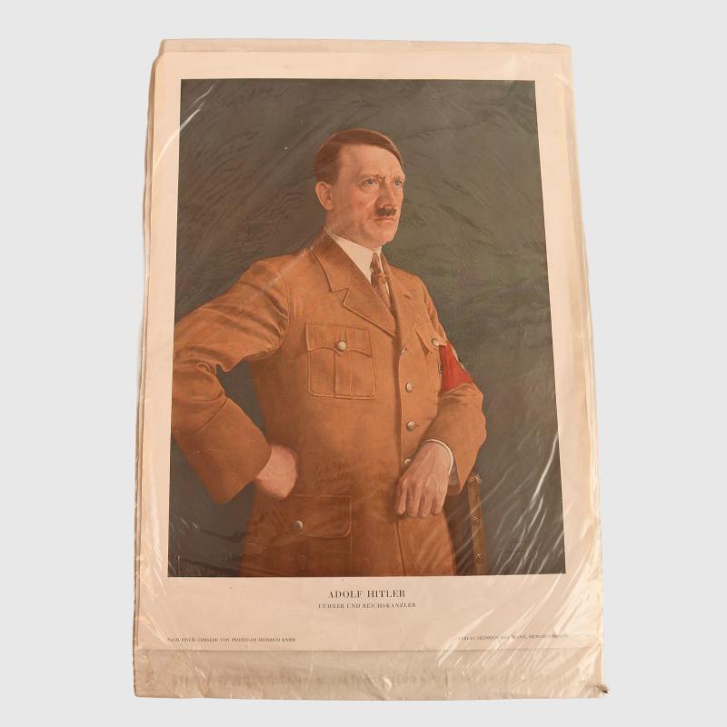 GERMAN WWII COLOUR PRINT OF ADOLF HITLER.