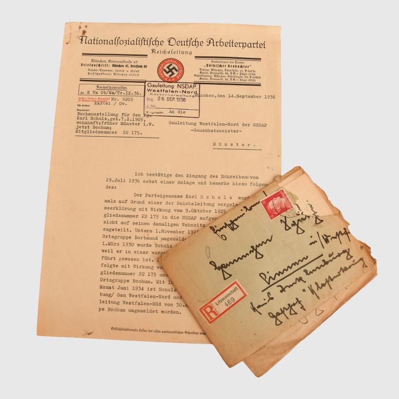 GERMAN WWII SS OBERSTURMBANNFUHRER KARL SCHULZ DOCUMENT GROUPING.
