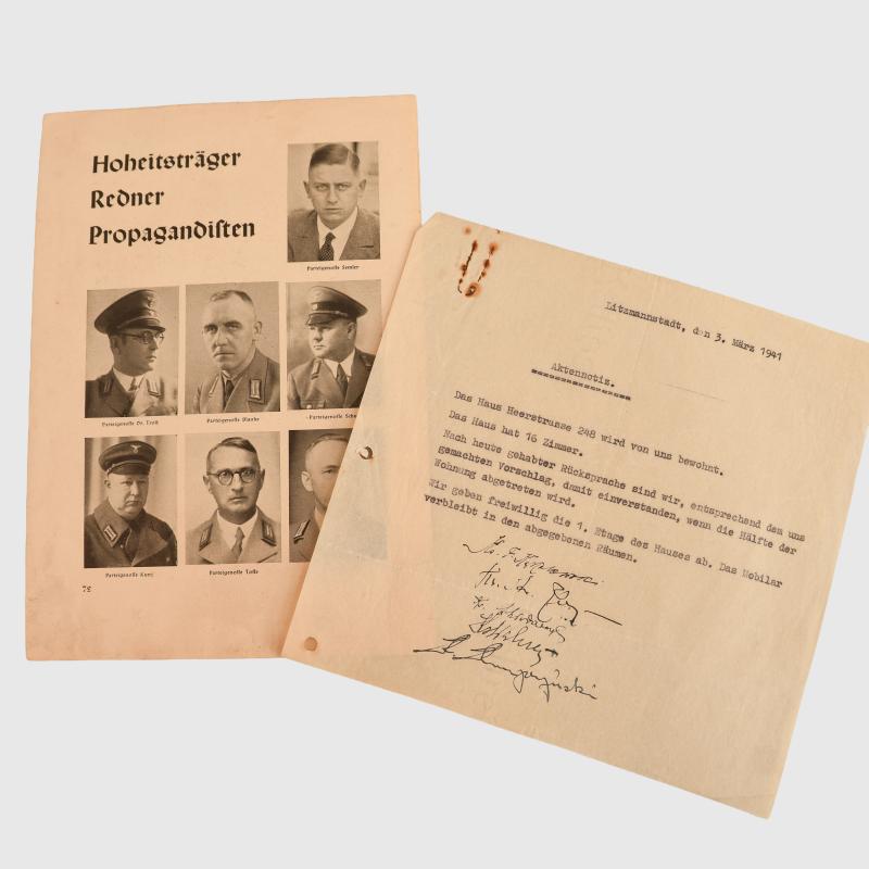 GERMAN WWII SS OBERSTURMBANNFUHRER KARL SCHULZ DOCUMENT GROUPING.