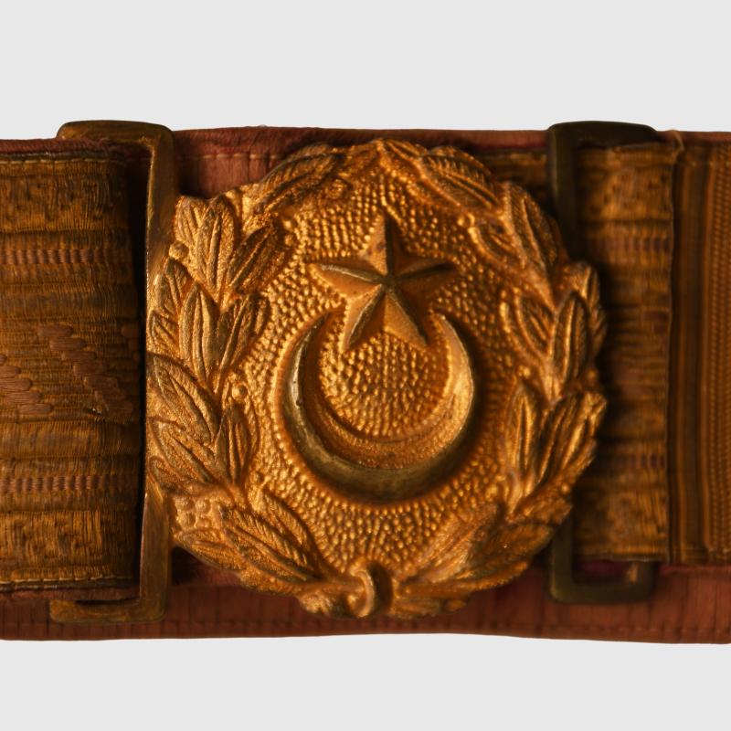TURKISH WWI GENERAL OFFICERS PARADE BELT AND BUCKLE.