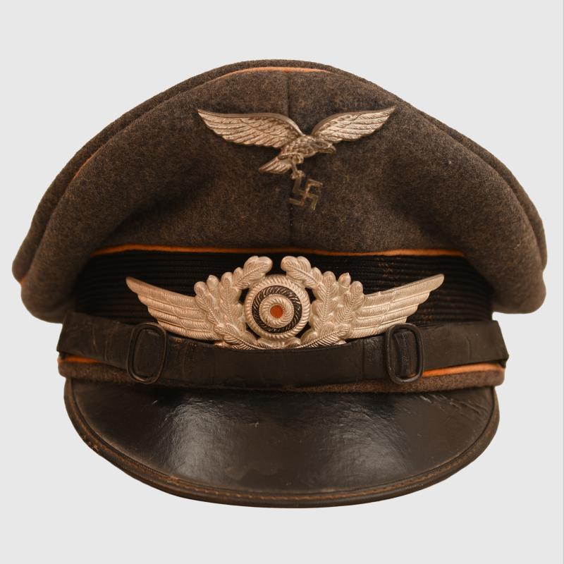 GERMAN WWII LUFTWAFFE SIGNALS MANS OR NCO VISOR CAP.