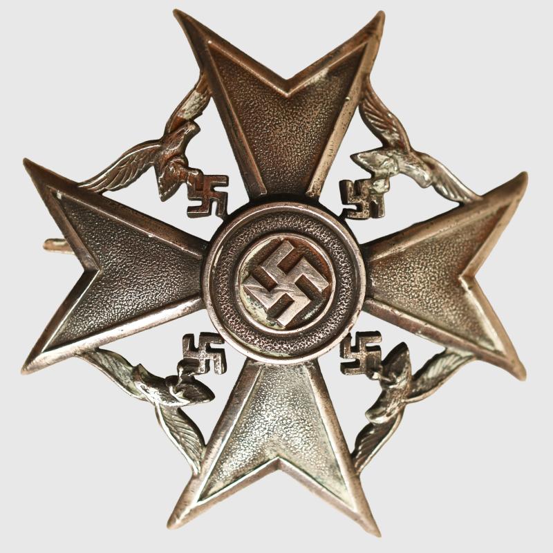 GERMAN WWII SPANISH CROSS IN SILVER WITHOUT SWORDS.