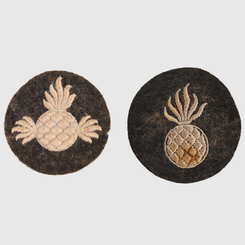 GERMAN WWII TWO LUFTWAFFE AERIAL BOMB ARMOURERS ARM BADGES.