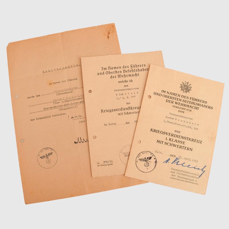 GERMAN WWII KRIM SHIELD THREE CITATION GROUP.