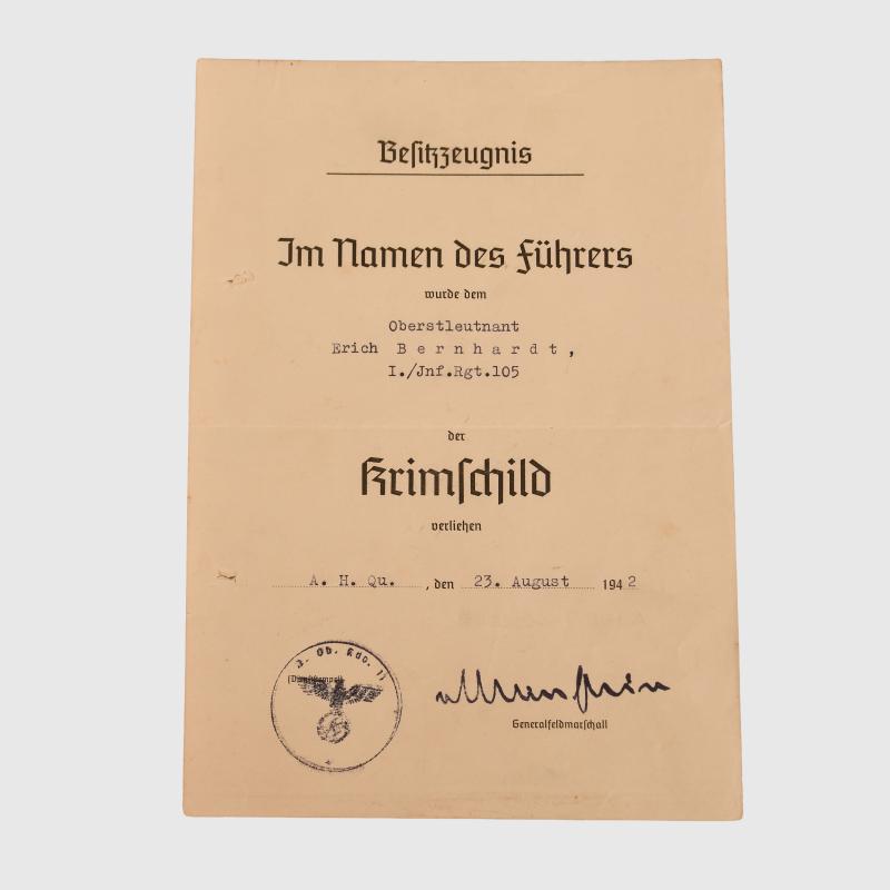 GERMAN WWII INFANTRY CITATION GROUP.