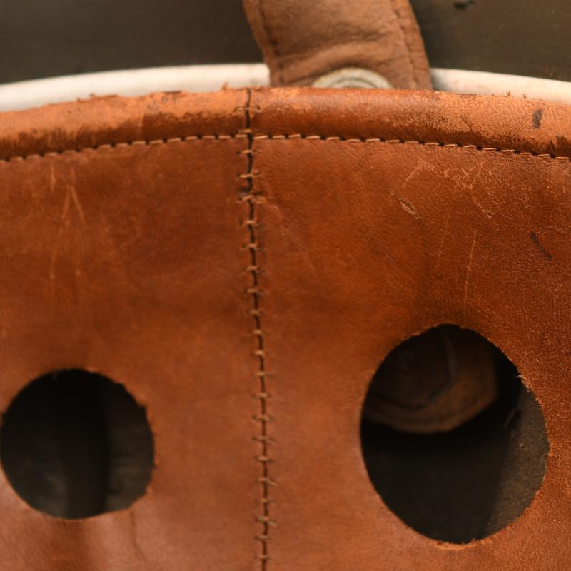 GERMAN WWII LUFTWAFFE SINGLE DECAL PARATROOPER HELMET WITH CLOTH COVER.