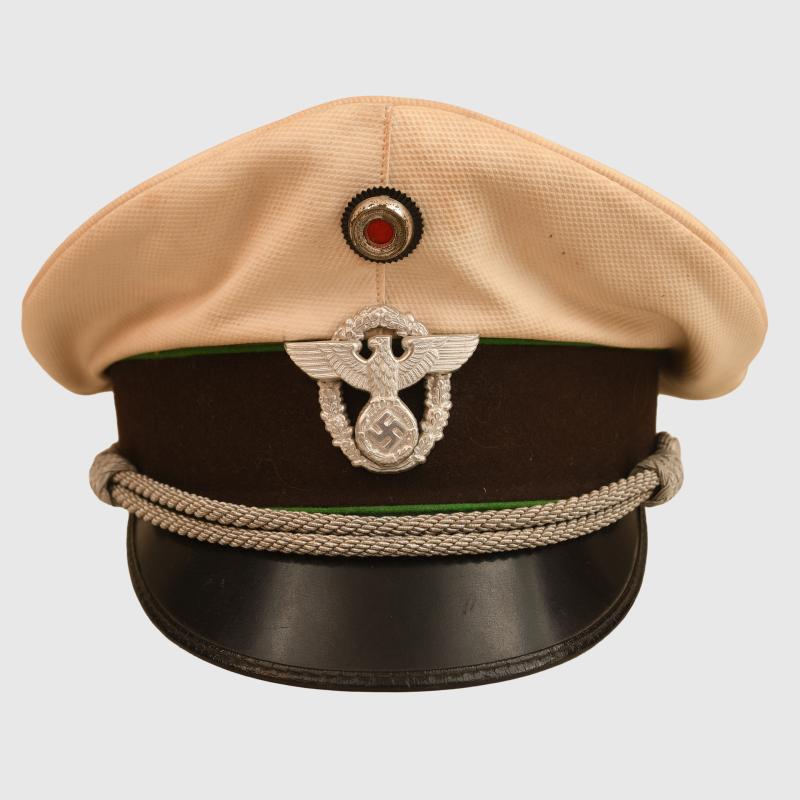 GERMAN WWII THIRD REICH POLICE OFFICIALS WHITE TOP SUMMER CAP BY EREL.