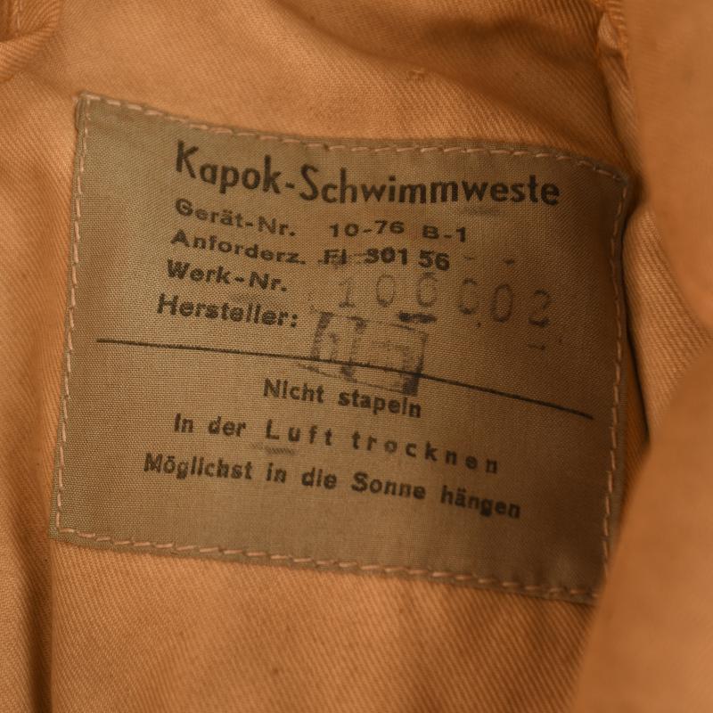 GERMAN WWII LUFTWAFFE KAPOK LIFE VEST.