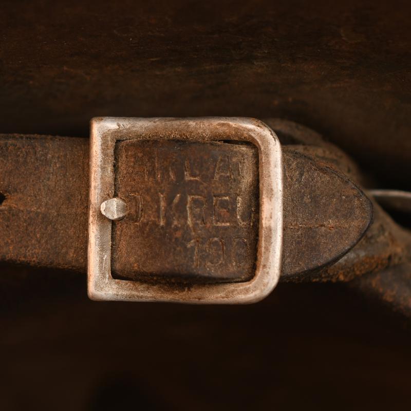 GERMAN WWII BATTLE DAMAGED M35 DOUBLE DECAL COMBAT HELMET.
