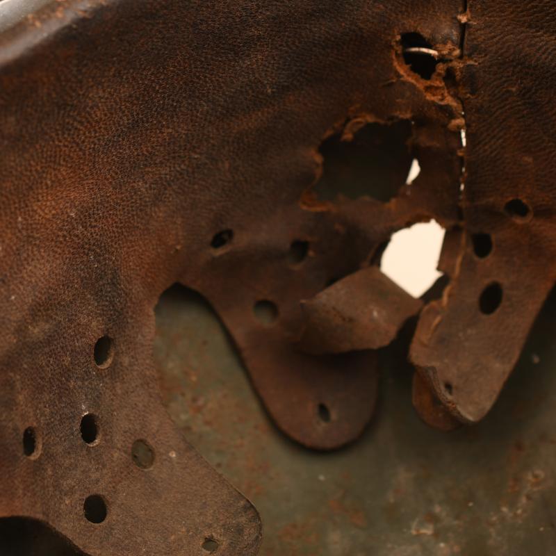 GERMAN WWII BATTLE DAMAGED M35 DOUBLE DECAL COMBAT HELMET.