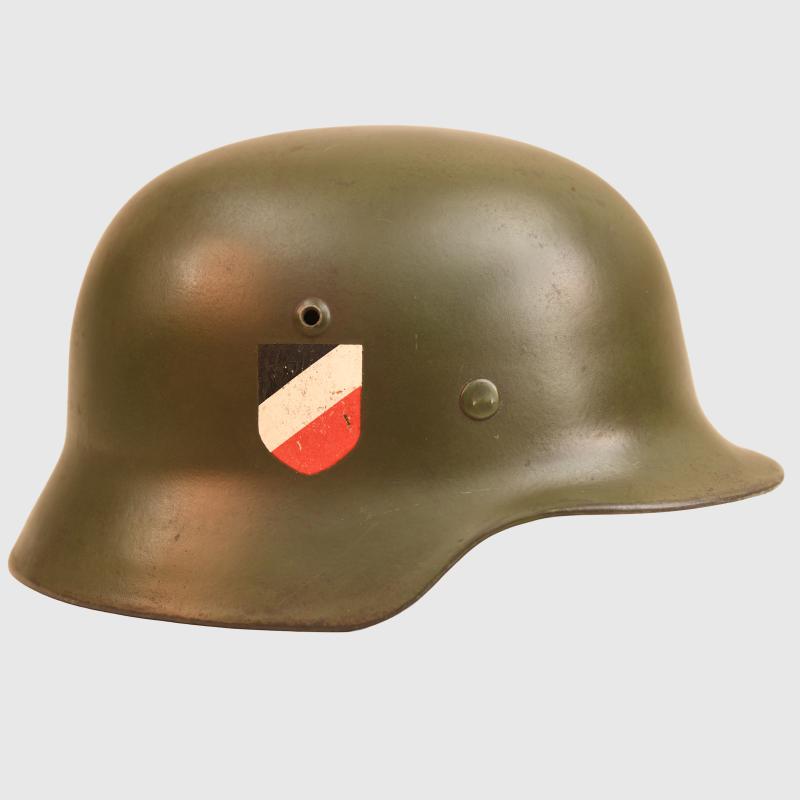 GERMAN WWII DOUBLE DECAL M35 COMBAT HELMET.