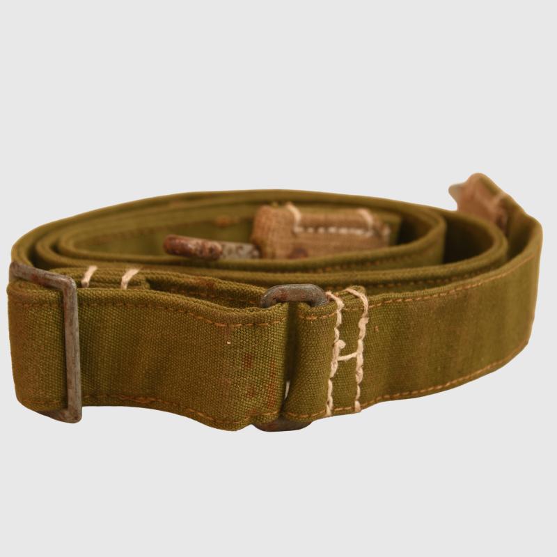 GERMAN WWII BREAD BAG STRAP WITH TROPICAL FITTINGS.