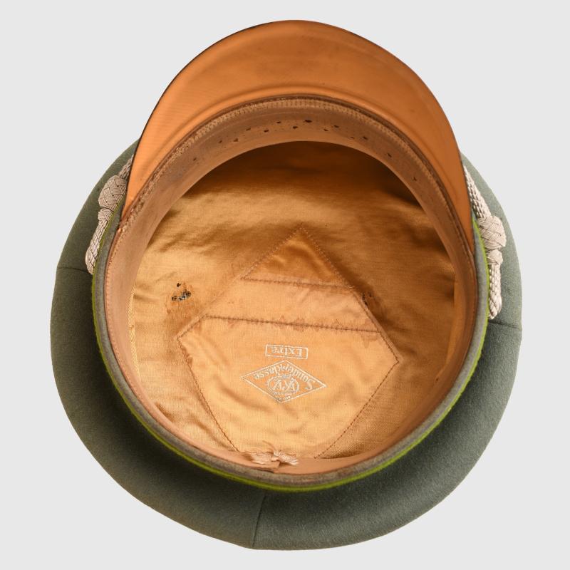 GERMAN WWII PANZER GRENADIER DOUBLE EREL MARKED OFFICERS VISOR CAP.