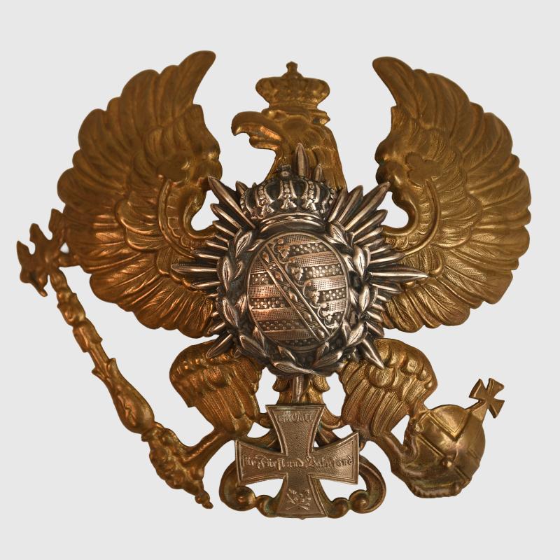 GERMAN WWI SAXON WEIMAR INFANTRY REGIMENT 94 ENLISTED RANKS HELMET PLATE.