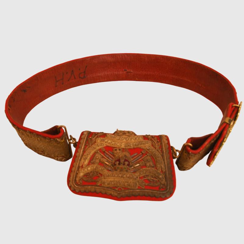 ENGLISH 15TH HUSSARS DRESS POUCH AND CROSS BELT.