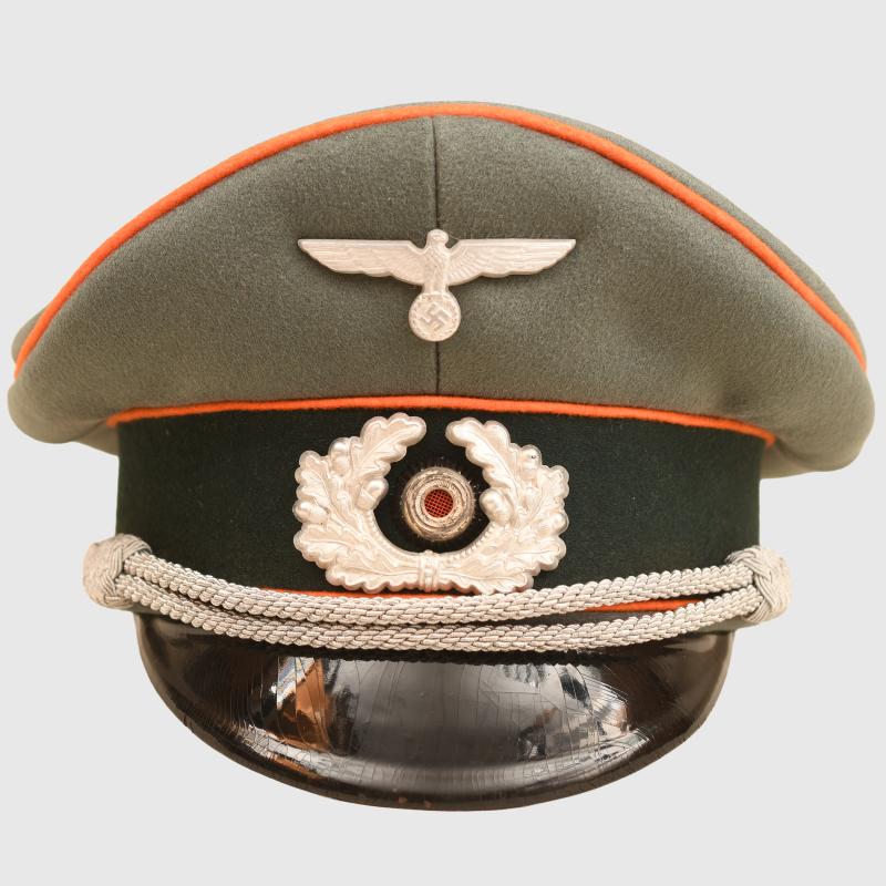 GERMAN WWII ARMY FIELD POLICE OR RECRUITING DISTRICT OFFICERS VISOR CAP.