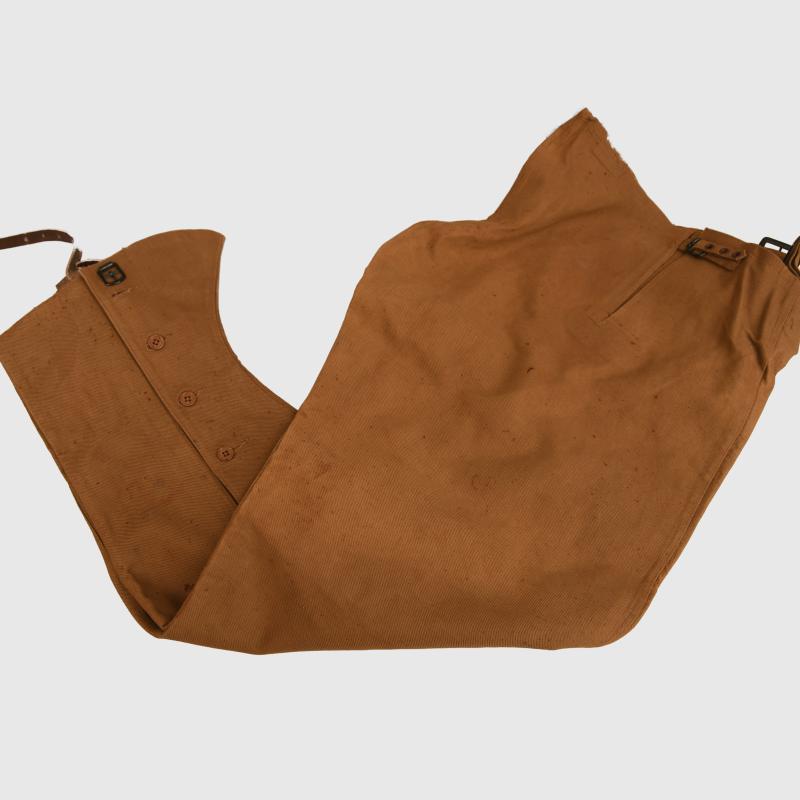 BRITISH WWII DESPATCH RIDERS RUBBERISED TROUSERS.