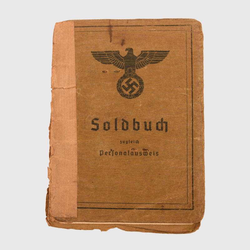 GERMAN WWII ARMY PANZER LEHR DIVISION CITATION AND SOLDBUCH SET.