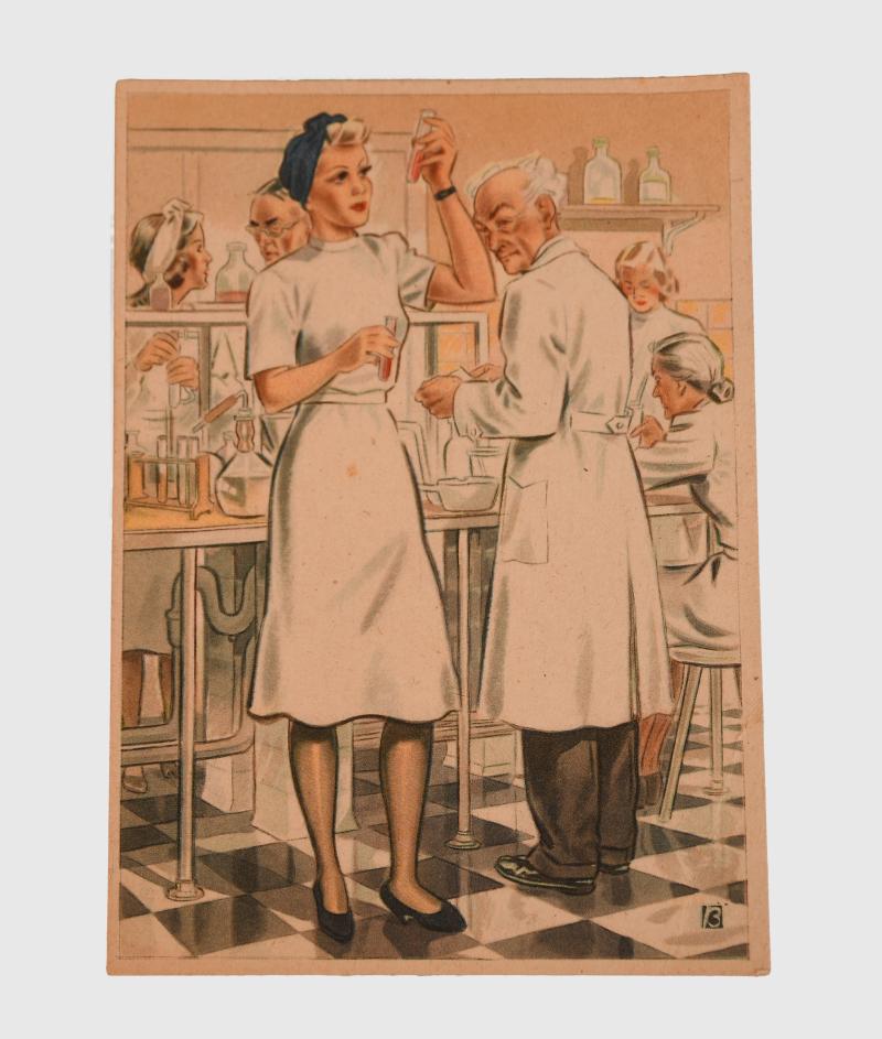 GERMAN WWII PERIOD COLOUR ART POSTCARD.