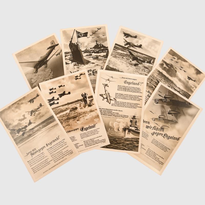 GERMAN WWII 8 BLACK AND WHITE POSTCARDS.