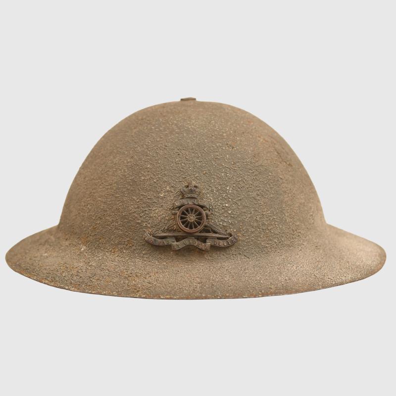 BRITISH WWI OFFICERS 1ST PATTERN RIMLESS BRODIE HELMET. ROYAL ARTILLERY.