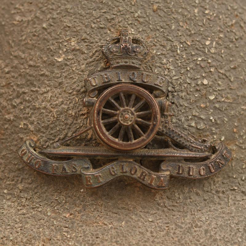 BRITISH WWI OFFICERS 1ST PATTERN RIMLESS BRODIE HELMET. ROYAL ARTILLERY.