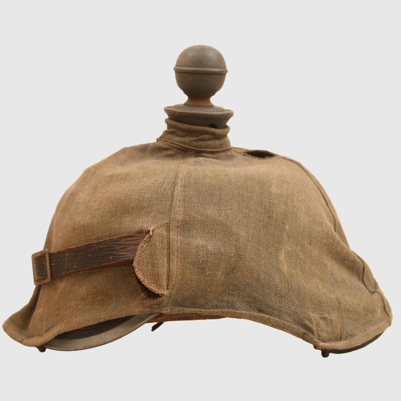 GERMAN WWI SAXON ARTILLERY FIELD GREY PICKELHAUBE WITH COVER.