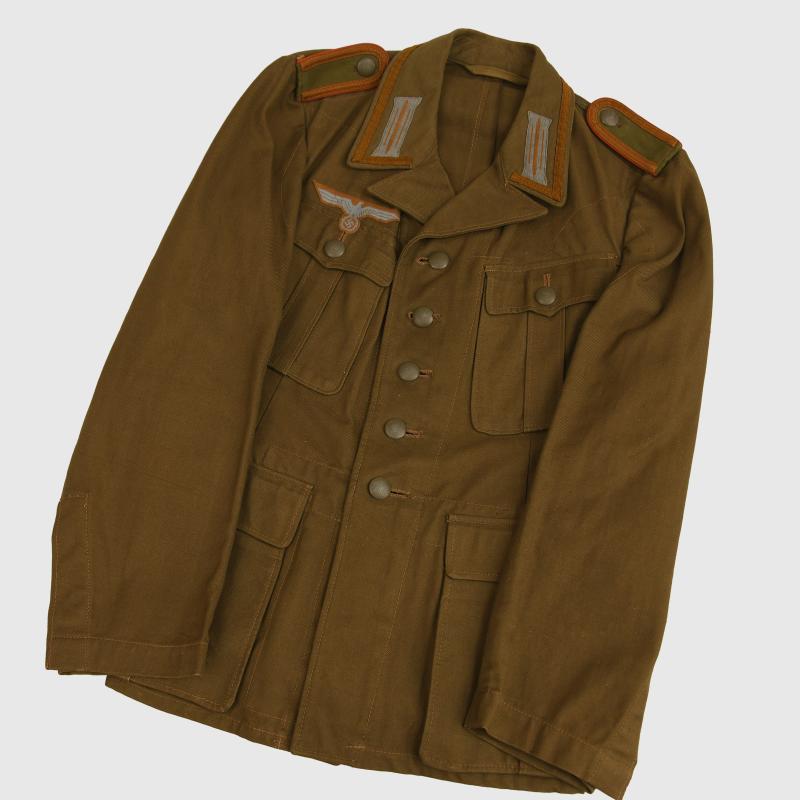 GERMAN WWII AFRIKAKORPS RECONNAISSANCE UNIT TUNIC IN ABSOLUTELY MINT UNISSUED CONDITION.