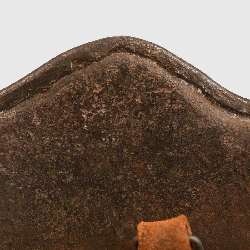 GERMAN WWI M.18 CUT OUT HELMET WITH REMAINS OF FLOCK FINISH.