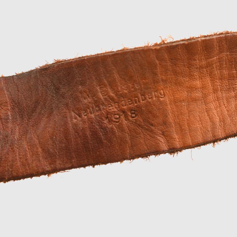 GERMAN WWI M.18 CUT OUT HELMET WITH REMAINS OF FLOCK FINISH.