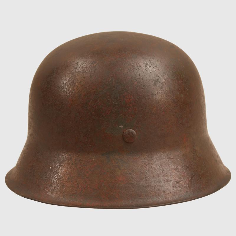 GERMAN WWII HUGE SIZE M.42 ARMY SINGLE DECAL COMBAT HELMET, GRAVE MARKER.