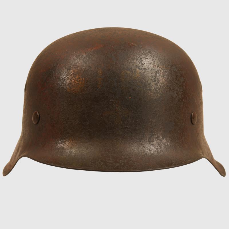 GERMAN WWII HUGE SIZE M.42 ARMY SINGLE DECAL COMBAT HELMET, GRAVE MARKER.