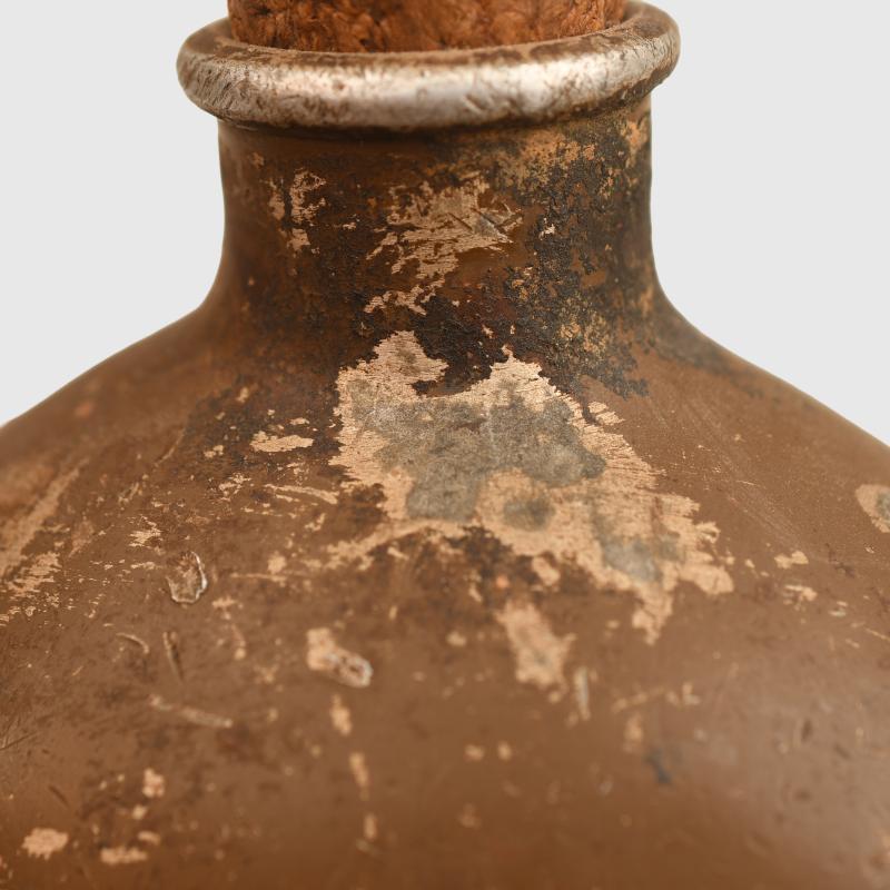 JAPANESE ARMY WATER BOTTLE, BATTLE DAMAGED.
