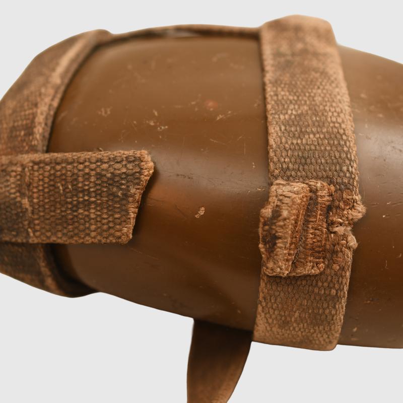 JAPANESE ARMY WATER BOTTLE, BATTLE DAMAGED.