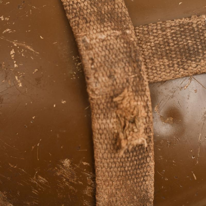 JAPANESE ARMY WATER BOTTLE, BATTLE DAMAGED.