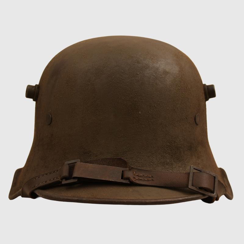 GERMAN WWI M.18 EAR CUT OUT HELMET.