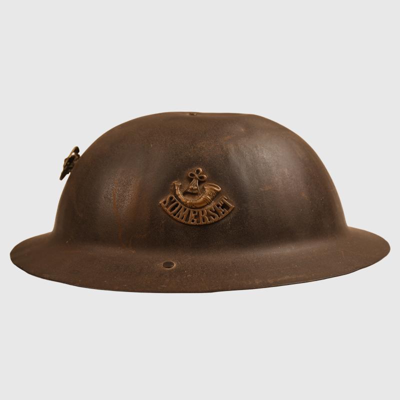 BRITISH WWI SOMERSET LIGHT INFANTRY SOUVENIR HELMET.