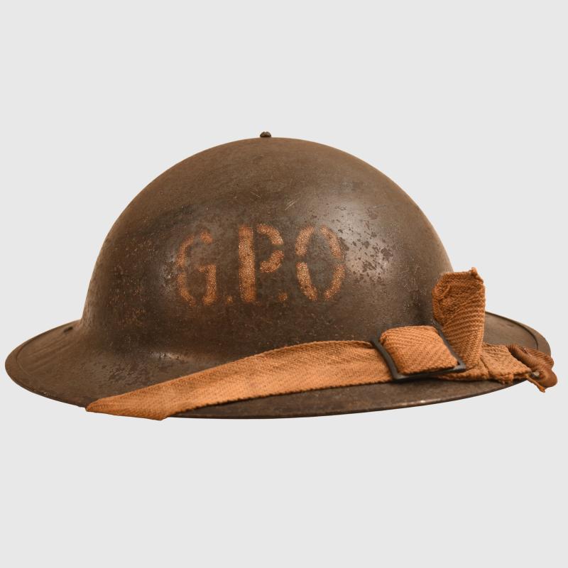 BRITISH WWII GENERAL POST OFFICE BRODIE HELMET.