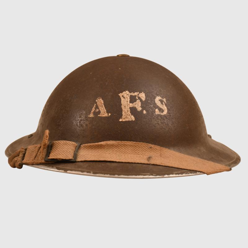 BRITISH WWII AUXILIARY FIRE SERVICE BRODIE HELMET.
