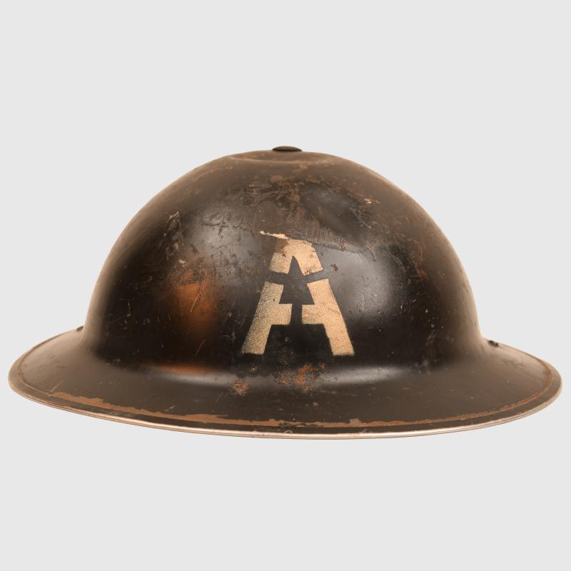 BRITISH WWII HOME FRONT BRODIE HELMET.