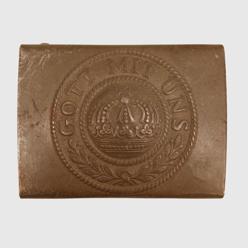 GERMAN WWI PRUSSIAN ALL STEEL BELT BUCKLE IN FIELD GREY