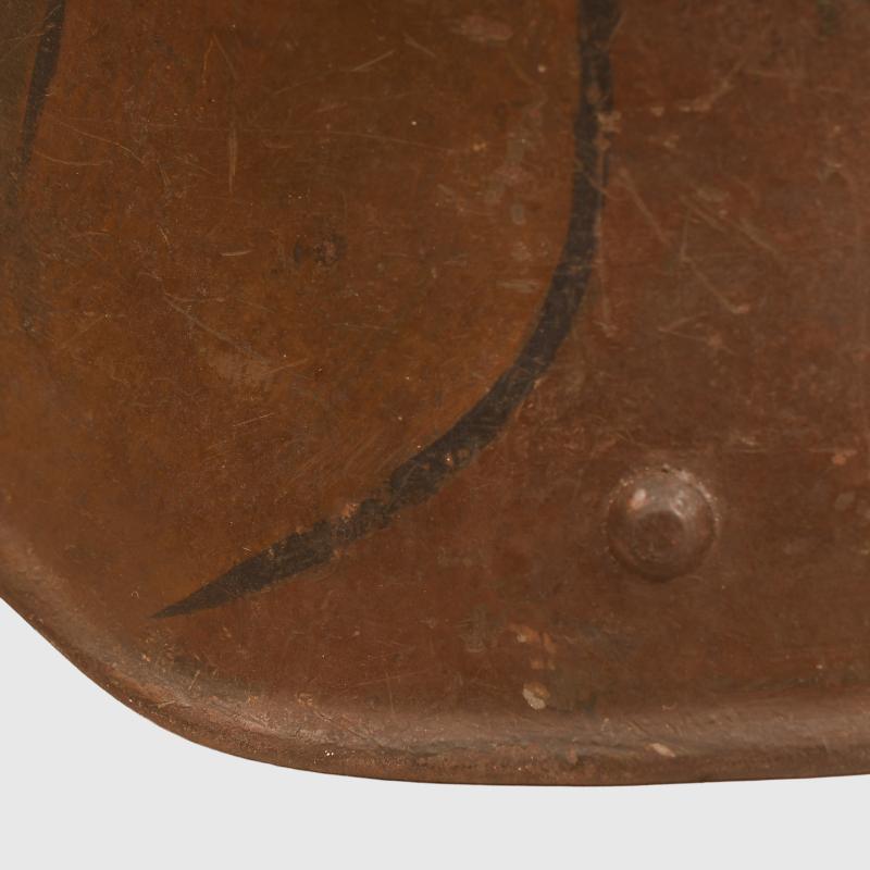GERMAN WWI M.17 CAMOUFLAGE TRENCH HELMET WITH ORIGINAL CHINSTRAP AND LINER.